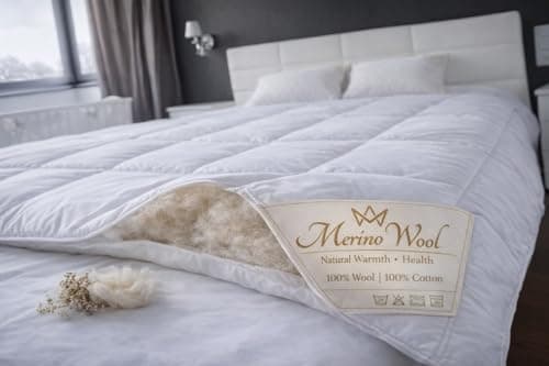 Merino Wool Merina Edredón Pura Lana de Oveja Edredón 500GSM 10.5 TOG Duvet Perfect for Gift (220 x 230 cm King)