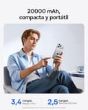 Baseus FC11 Powerbank 45W 20000mAh con 2 Cables USB-C Integrados, Batería Externa de Carga Rápida con Pantalla LED, Mini Power Bank para iPhone 17/16/15/14 Pro MAX, iPad, Samsung, Negro - 3