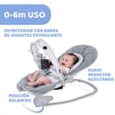 Chicco Hooplà Hamaca para Bebé de 0 Meses a 18 kg, Balancín y Silla de Bebés y Niños con Arco de Juegos, Respaldo Ajustable y Cojín Reductor, Compacta - Color Gris Vaquero (Titanium) - 2