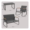 Xbro Set Mobili da Giardino 4 Posti, Set da Conversazioni in Tessuto Teslin, 2 Poltrone 1 Panca Doppia 1 Tavolo in Vetro, Struttura in Acciaio per Terrazzi Giardini Spazi Esterni - 2