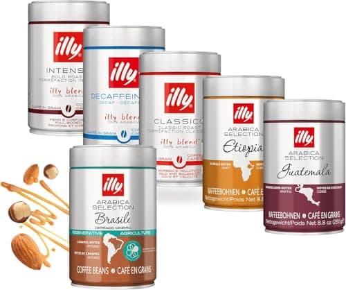 ILLY - 6 Barattoli da 250 Grammi di Caffè in Grani | Scegli la variant Desiderata - Arabica Selection