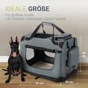 Juskys Hundetransportbox Lassie XL faltbar & tragbar 56x81x58 cm mit Decke, Tasche & Griffen - Faltbare Transportbox für Hunde, Katzen & Haustiere - Oxford Stoff Hundebox Auto Hundetasche - Grau - 5