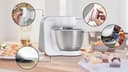 Bosch Serie 4 Planetaria Impastatrice MUM58200, 1000 W, Capiente Ciotola in Acciaio Inox da 3,9 L, 7 Livelli di Velocità, Fruste e Gancio Inclusi, Accessori Lavabili in Lavastoviglie, Bianco, Argento - 3