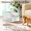 MIXJOY Arenero Acero Inoxidable Gatos XL, Arenero Gato 28L Gran Capacidad a Prueba de Fugas con Borde Alto, Arenero Abierto para Gatos con Recogedor de Arena, 56.5x36.5x25.5cm - 5