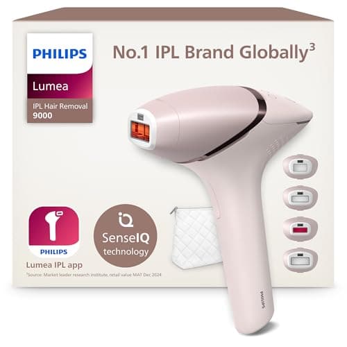 Philips Lumea 9000 Series IPL Hair Removal Device - Laser Hair Removal Alternative, SenseIQ Technology, 4 Attachments for Body, Face, Bikini and Underarms, Corded & Cordless Use, Model BRI957/00