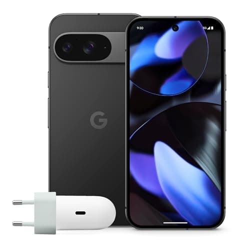 Google Pixel 9 con Caricatore USB-C 45 W - Smartphone Android sbloccato con Gemini, fotocamera avanzata, batteria con 24 ore di autonomia e display Actua da 6,3" - Nero ossidiana, 128GB