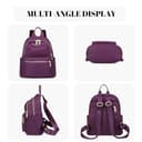 FORRICA Womens Backpack Nylon Lightweight Rucksack Casual Back Pack with Multi Pockets for Commuting and Everyday Use - Purple (L) - 3