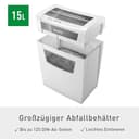 Leitz IQ Aktenvernichter Home Office S, 9-8 Blatt (70-80 g/m²), TÜV+GS zertifiziert, Partikelschnitt, Sicherheitsstufe P4, 15L Behälter, Sehr leise, & kompakt, Schredder für Büro, Weiß, 80360000 - 6