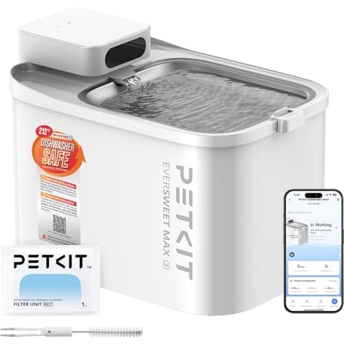 PETKIT Intelligenter Haustier Trinkbrunnen, 3L Edelstahl & BPA-frei,Leise 26dB mit Bewegungssensor, Lange Batterielebensdauer,Spülmaschinenfest,Flüsterleise Katzenbrunnen Hundetrinkbrunnen