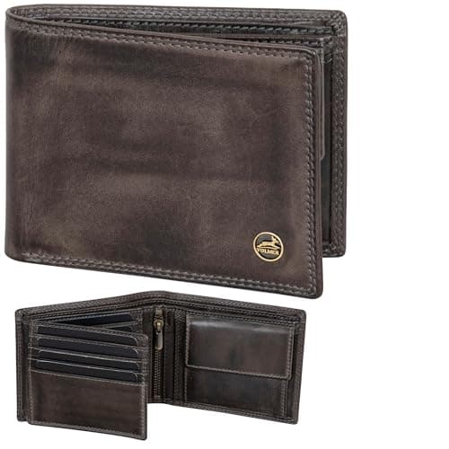 Fa.Volmer portafoglio in pelle da uomo con protezione RFID - doppia cucitura extra resistente, schlanke Brieftasche, Classico