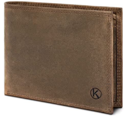 KORUTA Geldbörse Herren Leder Braun mit RFID Schutz I Echtleder Portemonnaie Groß I 13 Fächer I Geldbeutel für Männer I Brieftasche Wallet Portmonee aus echtem Leder (Braun Vintage)
