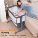 Growaystory Beistellbett Baby Bettseitiger Bassinet für Neugeborene Tragbarer Baby Bett mit Rädern Aufbewahrungskorb Matratze 7-Fach Höhenverstellbar Zustellbett (Dunkelgrau) - 5