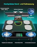 Körperfettwaage Personenwaage Digital 8-Elektroden Bluetooth App Smart Körperanalysewaage, 58 Körperdaten Fett, Muskel, Protein, BMI, BMR, Großes Display, Gehärtetes Glas, 180kg/400lbs, 24 Benutzer - 3