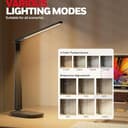 Honeywell LED Desk Lamp Eye Caring - Sunturalux H2 Table Lamp with USB Charging Port, 4 Colour Modes Stepless Dimmable, Auto Timer,Touch Control Foldable Desk Light for Home Office Bedroom Black - 2