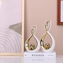 Accento decorativo bianco, decorazione moderna in porcellana metà secolo bianco e oro, oggetti da tavolo da pranzo, scultura astratta in ceramica - per libreria TV stand centrotavola Centro De Mesa - 6