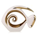 Statuette di pesci in ceramica bianco oro - Decorazione costiera per casa, centrotavola moderni oceanici per soggiorno, bagno, ufficio, casa sulla spiaggia, nautico, litorale, ingresso, espositore - 1