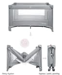 Moby-System Baby Reisebett 128x68 cm – faltbares Kinderreisebett mit Matratze & Tragetasche – Laufstall mit Seitenausgang – für Babys bis 15 kg - Grau - 5