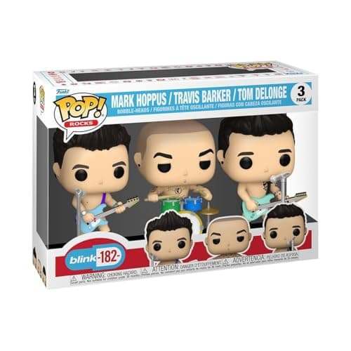 Funko Pop! Rocks: Blink 182-3 Pack Tom DeLonge, Mark Hoppus, Travis Barker - Blink-182 - Figura de Vinilo Coleccionable - Idea de Regalo- Mercancia Oficial - Juguetes para Niños y Adultos
