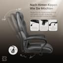 BASETBL Bürostuhl Chefsessel 150kg Schreibtischstuhl, Bürosessel Office Chair Gaming Stuhl, Bürostühle ergonomisch PU Leder, PC Stuhl Drehstuhl Hat weiche gepolsterte Armlehnen, Wippfunktion, schwarz - 6