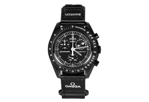 Swatch Orologio da Polso Moonswatch Omega x Mission to the Moonphase Snoopy Nero