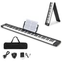 Maxmass 88 Keys Folding Digital Piano, Portable Electronic Keyboard with Bluetooth MIDI Function, Dual Speakers, Carry Bag, Sustain Pedal, Full Size Semi-Weighted Piano for Beginners Adults (Black) - 1