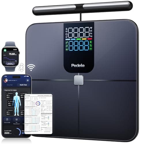 Scales for Body Weight and Fat,8-Electrode Smart Bathroom Scale,Rechargeable Wi-Fi 2.4GHz，Heart Rate & 50+ Body Composition,LED Display 180kg/400lb Capacity