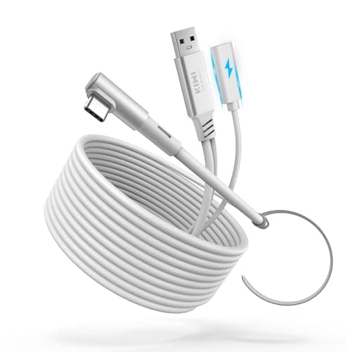KIWI design Link-Kabel mit Ladefunktion 5M Kompatibel mit Meta Quest 3s Quest 3 Quest 2/Pro/Pico 4 und PC/SteamVR, USB 3.0 zu USB C mit 5 Gbps High-Speed für Erweitertes Gameplay