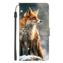 EuoDuo for Realme GT Neo6 SE 5G Wallet Phone Case PU Leather 3D Animal Pattern Flip Folio Pouch Cover with Magnetic Closure Card Holder - Fox in Winter - 1
