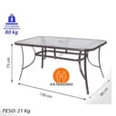 LOLAhome Conjunto Exterior | Mesa 150 cm de Acero y Cristal Templado + 4 Sillas de Textileno Antracita | Resistente: Pintura anticorrosión, Tela Doble | Transpirables, Apliables | Classic - 6