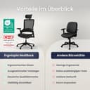 Ergotopia NextBack | Ergonomischer Bürostuhl 150kg belastbar gegen Rückenschmerzen | Schreibtischstuhl ergonomisch | Bürostuhl ergonomisch Testsieger, Office Chair - 5 Jahre Garantie - 7