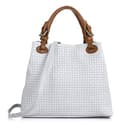 FIRENZE ARTEGIANI.Bolso de mujer piel auténtica.Bolso Tote cuero genuino grabado Serpiente.Asa hombro y correa bandolera. MADE IN ITALY. VERA PELLE ITALIANA. 33x29x17 cm. Color: Blanco - 2
