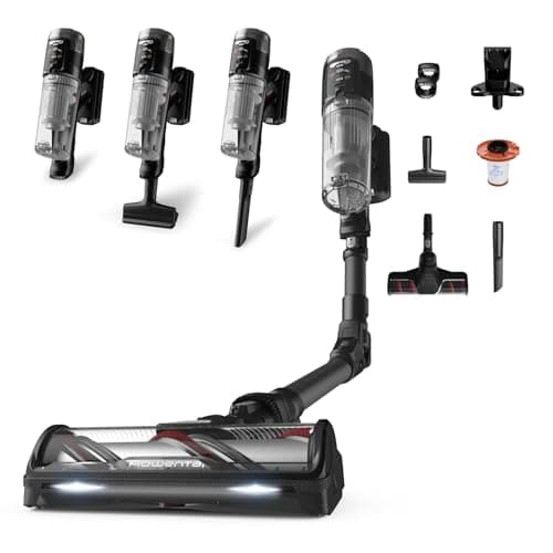 Rowenta X-Force Flex 12.60 Neo Cordless Vacuum Cleaner, Only 1.6 kg as a Handheld Vacuum Cleaner, 150 Air Watts, 60 Minutes Runtime, Flex Tube, Digital Control Display, LED Lighting, Black, RH9L55E0