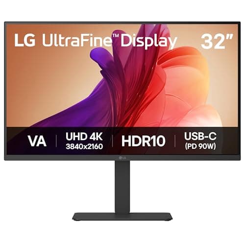 LG UltraFine Monitor 32U720A-B - 4K UHD VA 32 inch, 60Hz, 5ms GtG, HDR10, Home/Office Display, Eye Care features, Built-in Speakers, HDMI, DisplayPort, USB-C with 90W PD, Black
