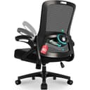 Milacyee Bürostuhl Ergonomisch, Schreibtischstuhl mit Verstellbarer 4D Lendenwirbelstütze, Drehstuhl mit Klappbare Armlehnen, Computerstuhl mit 90°-125° Liegefunktion, Netzstuhl bis 130KG, Schwarz - 1