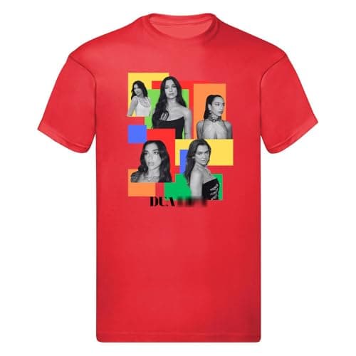 Maglietta grafica Dua Pop Art per adulti bambini unisex fan della musica abbigliamento t-shirt regalo Lipa, Rosso, S
