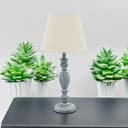 Stylish & Modern Tall Wooden Washed Table Lamp with Taupe Linen Shade - Traditional Design, Energy-Efficient E27 Bulb Shabby Chic Lighting for Bedroom, Living Room & Office - 3