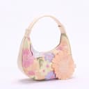 Nogkdyc Elegant Mesh Embroidery Handbag for Women, Stylish Floral Jacquard Tote Bag with 3D Flower Design, Vintage Lace Top-Handle Bag for Weddings, Parties & Summer Outings (Off-white,Mini) - 4