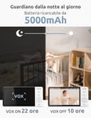 GHB Baby Monitor Video e Audio 5'' 720HD IPS 5000mAh Schermo, 350° Telecamera Rotante, Rilevamento della Temperatura, Interfono Bidirezionale, VOX, Visione Notturna, Ninne Nanne - 5