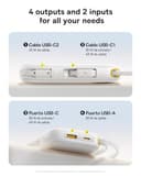 Baseus Powerbank 45W 20000mAh con 2 Cables USB-C Integrados, Power Bank PD3,0 QC4,0 Baterías Externas Carga Rapida, 3 C 1 A, Cargador Portátil para iPhone 16/15/14 Pro MAX, Samsung, Blanco - 4