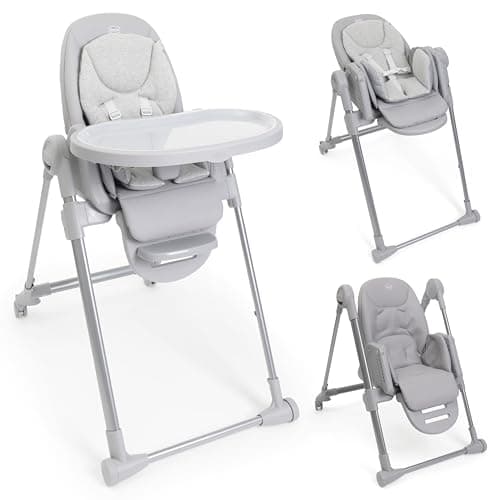 Chicco Polly Armonia Trona Evolutiva para Niños de 0 Meses hasta 40 kg, Trona 3en1, 9 Niveles de altura, 3 Posiciones de reclinado, Reposapiés Regulables, 4 Ruedas, Cierre Compacto, Gris claro