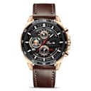 OFFCUP Reloj para Hombre, 55mm Cronografo Relojes, Reloj Analógico de Cuarzo con Luminosa et Fecha Automática, Reloj de Cuero, Negocios Casual Negocios Relojes de Pulsera Regalo para Hombre (Negro) - 1