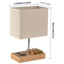 Dreamholder Tischlampe mit 3 USB A+C Anschlüssen, 3 Telefonständer, Moderne USB Nachttischlampe für Schlafzimmer, Wohnzimmer, Büro, Nachttischlampe mit Naturholzsockel & Stoffschirm - 4