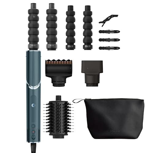 Styler e asciugacapelli Shark FlexStyle 5 in 1 Set Regalo Limited Edition ottanio, cilindri ad aria, FrizzFighter, spazzola ovale, concentratore, pinze, custodia, senza danni da calore HD450TLEU