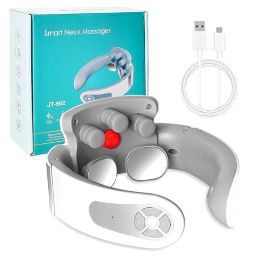 Massaggiatore Cervicale Collo, 5 Modalità 15 Livelli Elettrico Sollievo dal Dolore al Collo, Ricaricabile Neck Massager con Terapia Calore 42°C Massaggiatore Collo e Spalle per Domestico, Ufficio