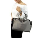 Cheval Firenze Algedi Handtasche, echtes Leder, hergestellt in Italien, hellgrau - 2