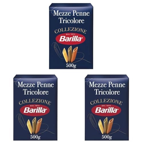 Barilla Mezze Penne Tricolore – Authentic Italian Pasta Made with Durum Wheat – Classic Short Shape Pasta - For Pasta Salad, Fun for Children - Single Pack of 3 x 500g