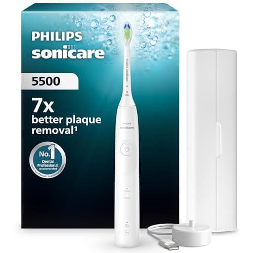 Philips Sonicare 5500 cepillo dental eléctrico, sónico con 2 modos, alerta de presión, EasyStart, SmarTimer y BrushPacer, blanco, modelo HX7110/02 [Nueva Tecnología]