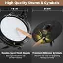 FANTASK Batería electrónica, Juegos de batería E-Drum Plegables con Pads de Malla, 150 Sonidos y 10 Demos, metrónomo y USB Midi, 2 Pedales y 2 Baquetas, Juego de batería electrónico de 7 Piezas para - 7