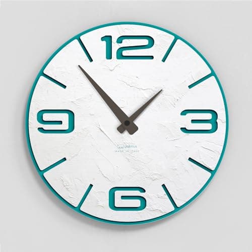 Giallobus - Reloj Premium - Simple Relief - Madera de MDF - Premium 30x30‎‎cm - n.06 Plaster - Artesano Made in Italy - Silencioso - Idea de Regalo - Doble Nivel Moderno