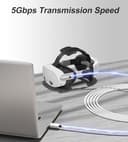TRANSNOVO Link Cable 5M, VR Compatible With Meta Quest 3/3S/2/Pro/Pico 4, Long Accessories for PC/Steam VR Games, USB 3.2 A to Type-C High Speed Data Transfer, Black - 7